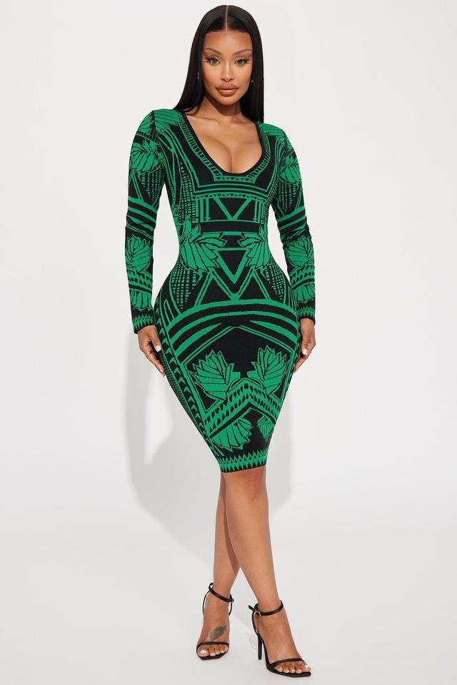 Shanna Sweater Midi Dress - Green Product Image