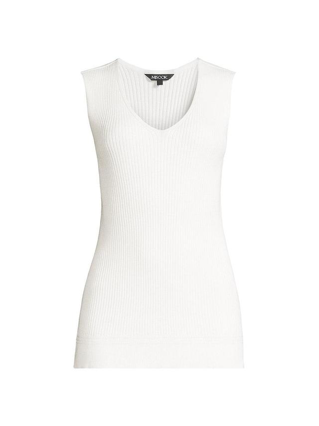 Womens V-Neck Rib-Knit Tank Top Product Image