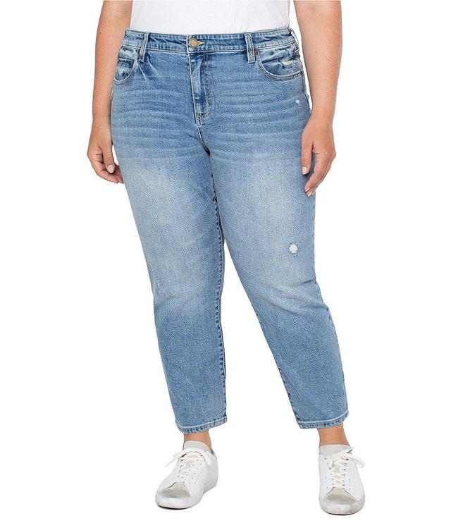 Liverpool Los Angeles Plus Size Kennedy Straight Leg Distressed Back Hem Jeans Product Image