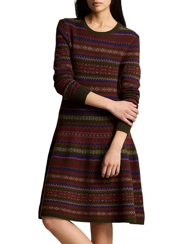 Womens Fair Isle-Inspired Wool-Blend Sweaterdress Product Image