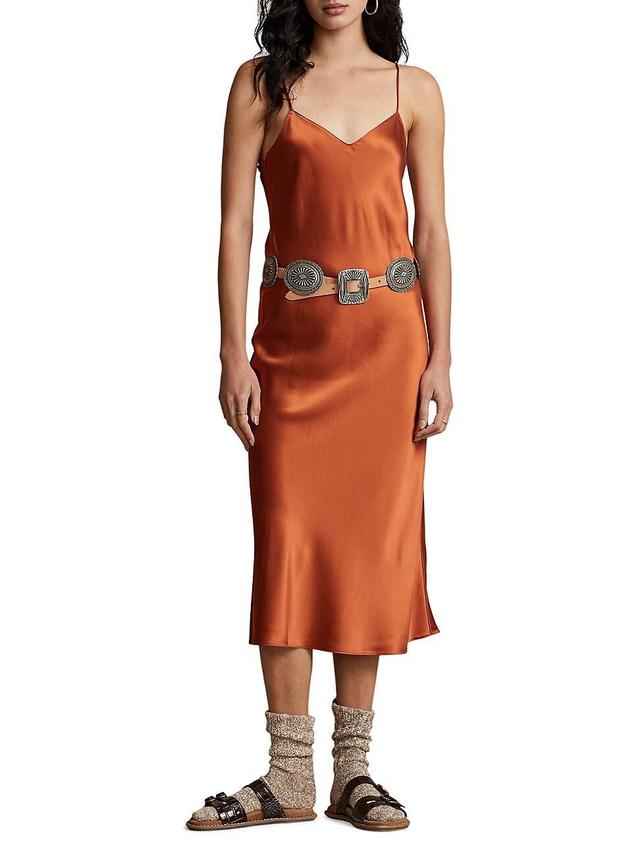 Womens Sleeveless Silk Midi-Dress Product Image