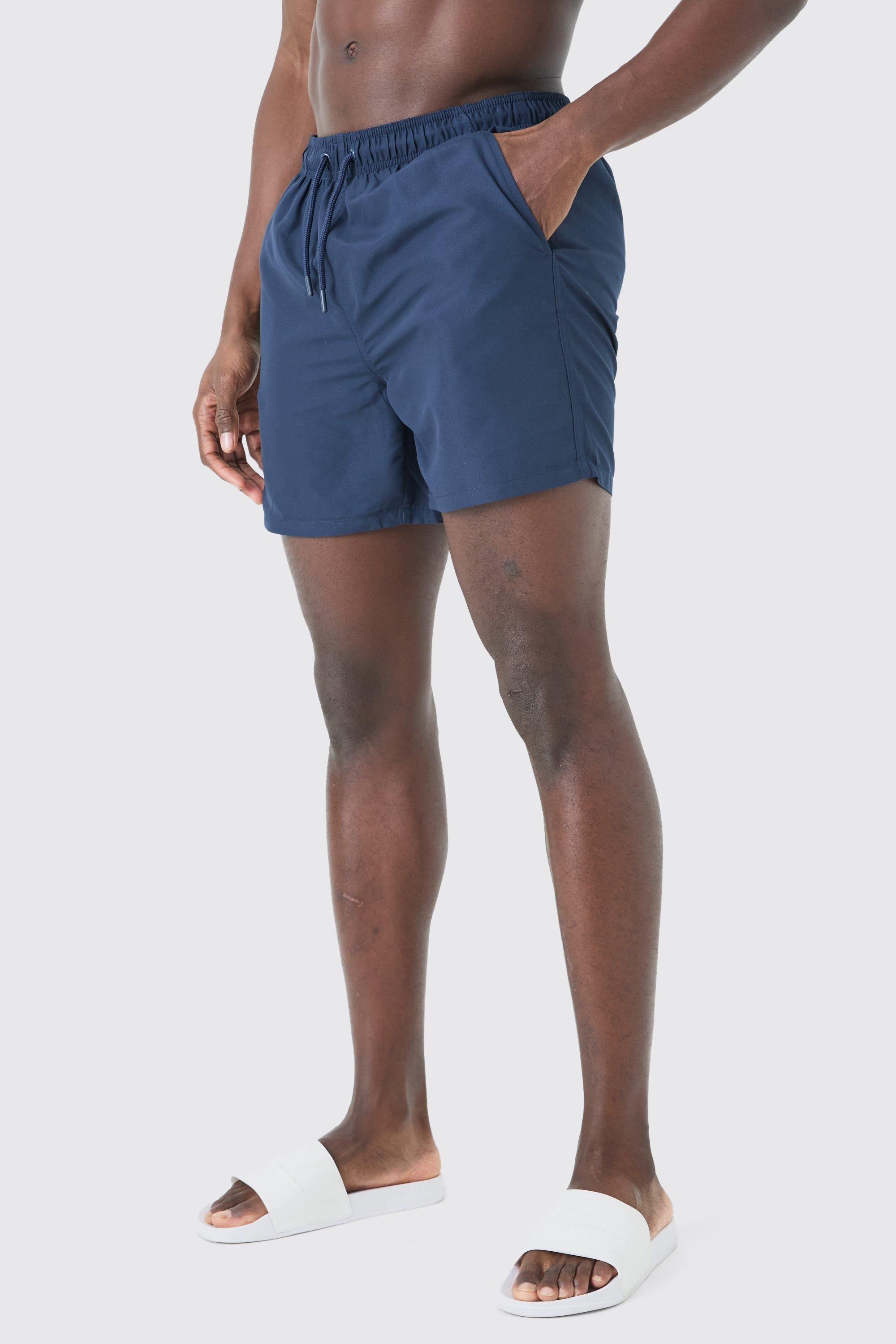 Plain Mid Length Swim Short | boohooMAN USA Product Image