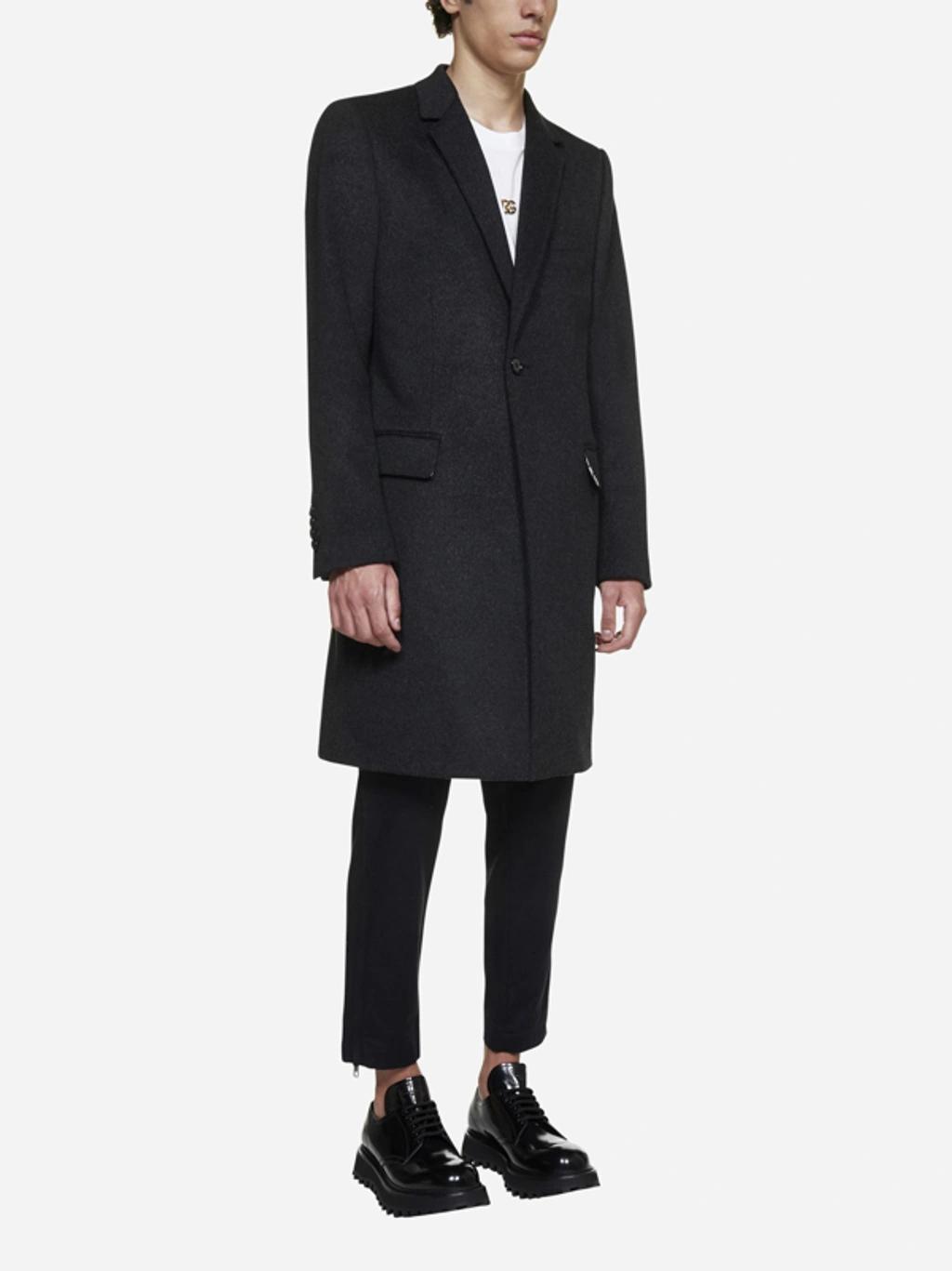 Wool And Cashmere Single-breasted Coat In Black Product Image