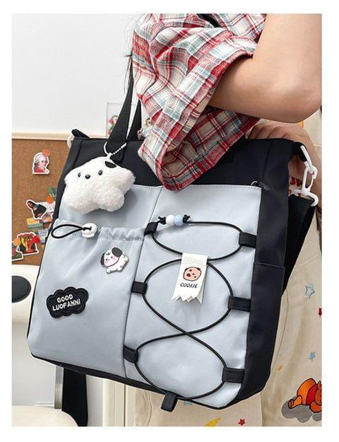 Color Block Drawstring Crossbody Tote Bag Product Image