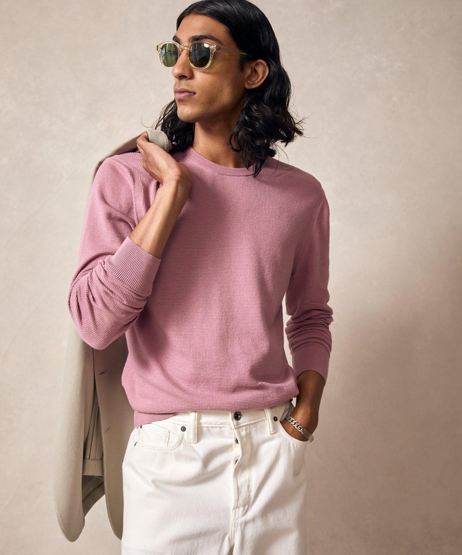 Cotton Silk Pique Crew in Mauve Product Image