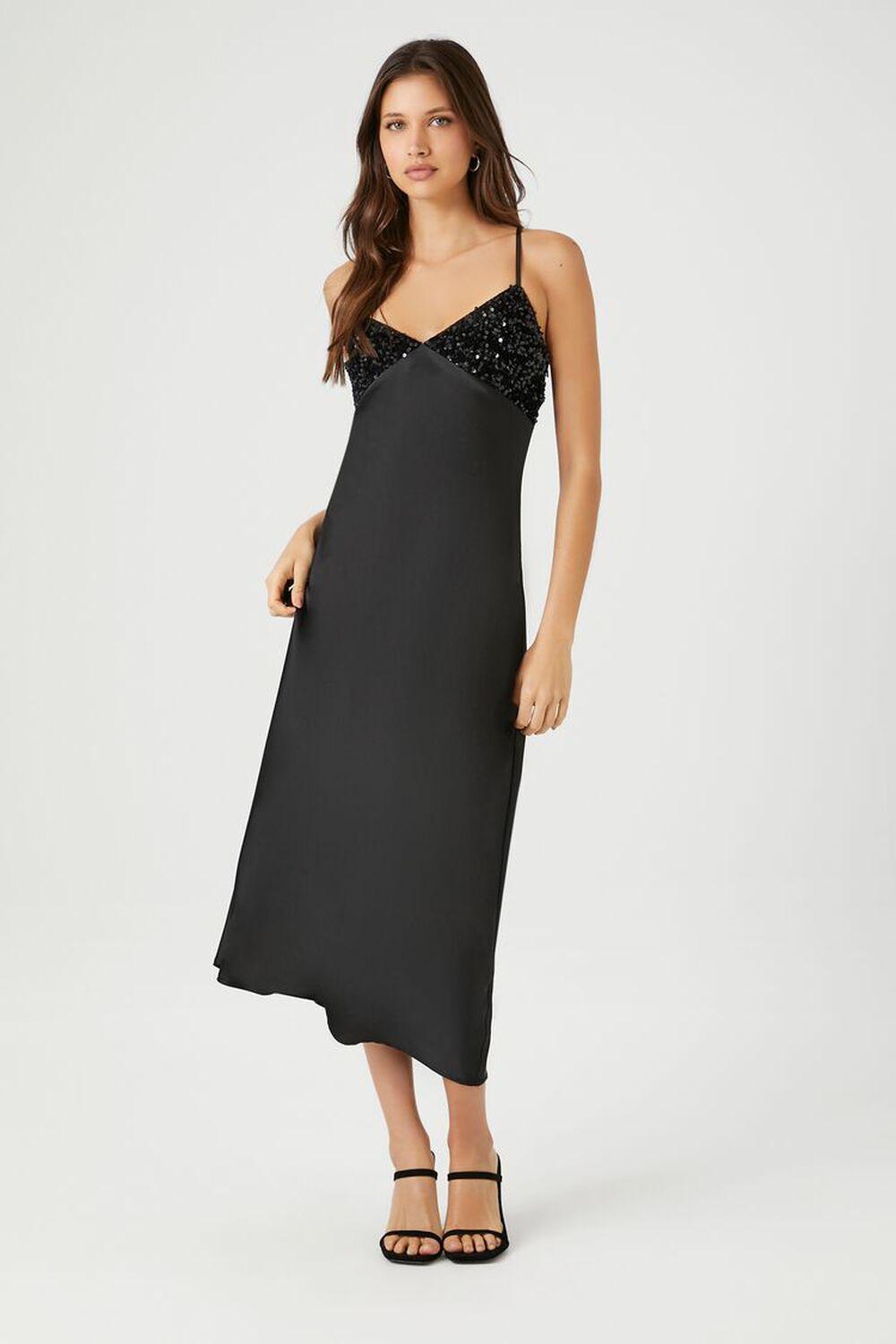 Sequin Satin Midi Slip Dress | Forever 21 product image