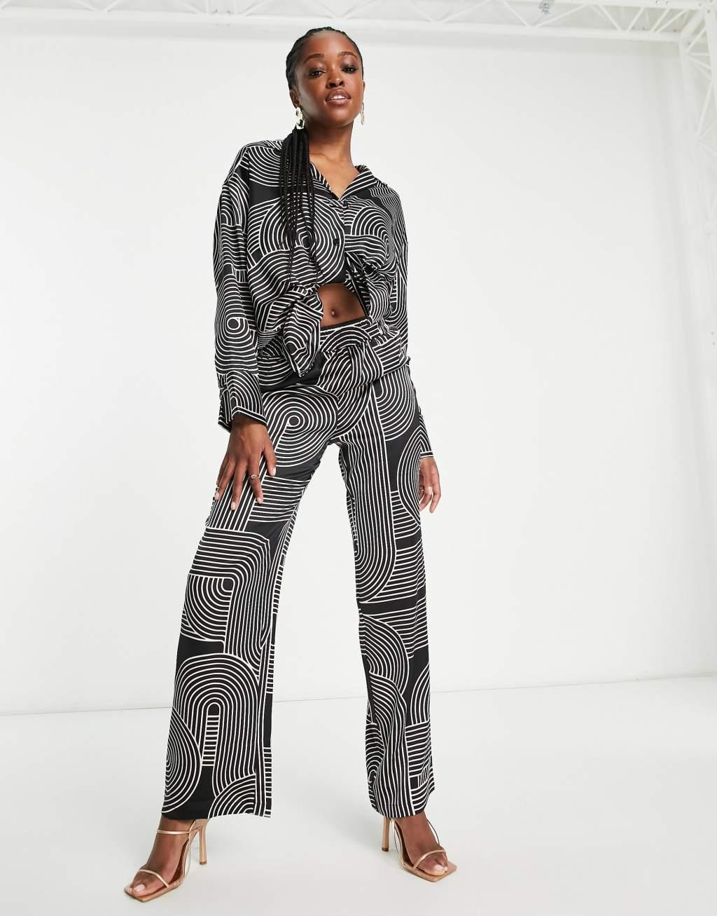 4th & Reckless printed satin pants in multi - part of a set Product Image