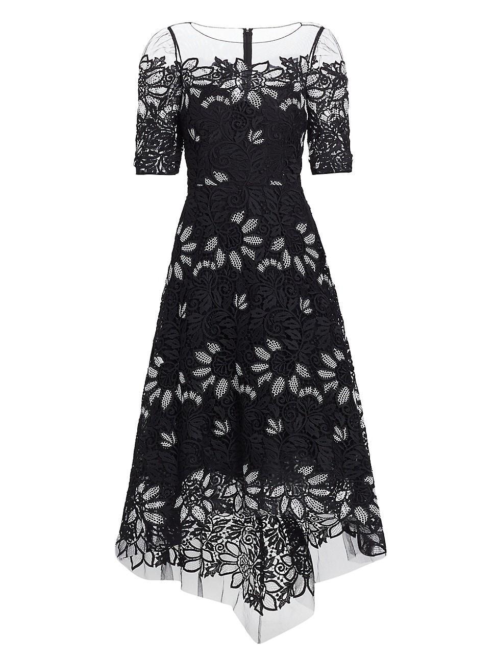 Womens Floral Guipure Lace Midi-Dress Product Image