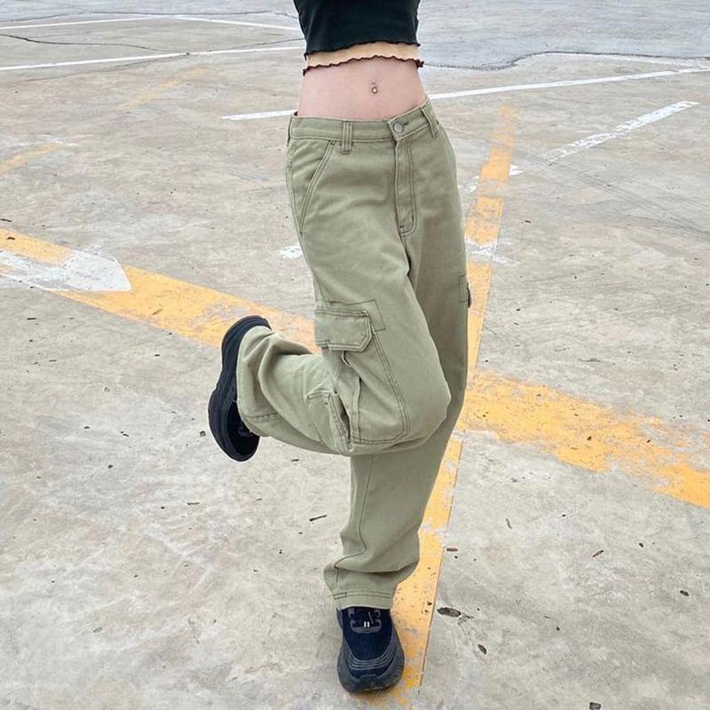 Low-Waist Wide-Leg Cargo Pants product image