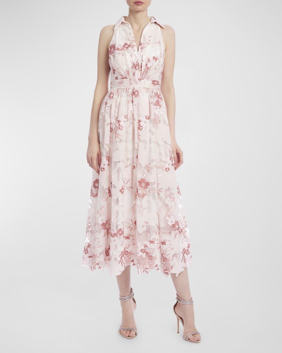 Sleeveless Floral Jacquard Midi Dress Product Image