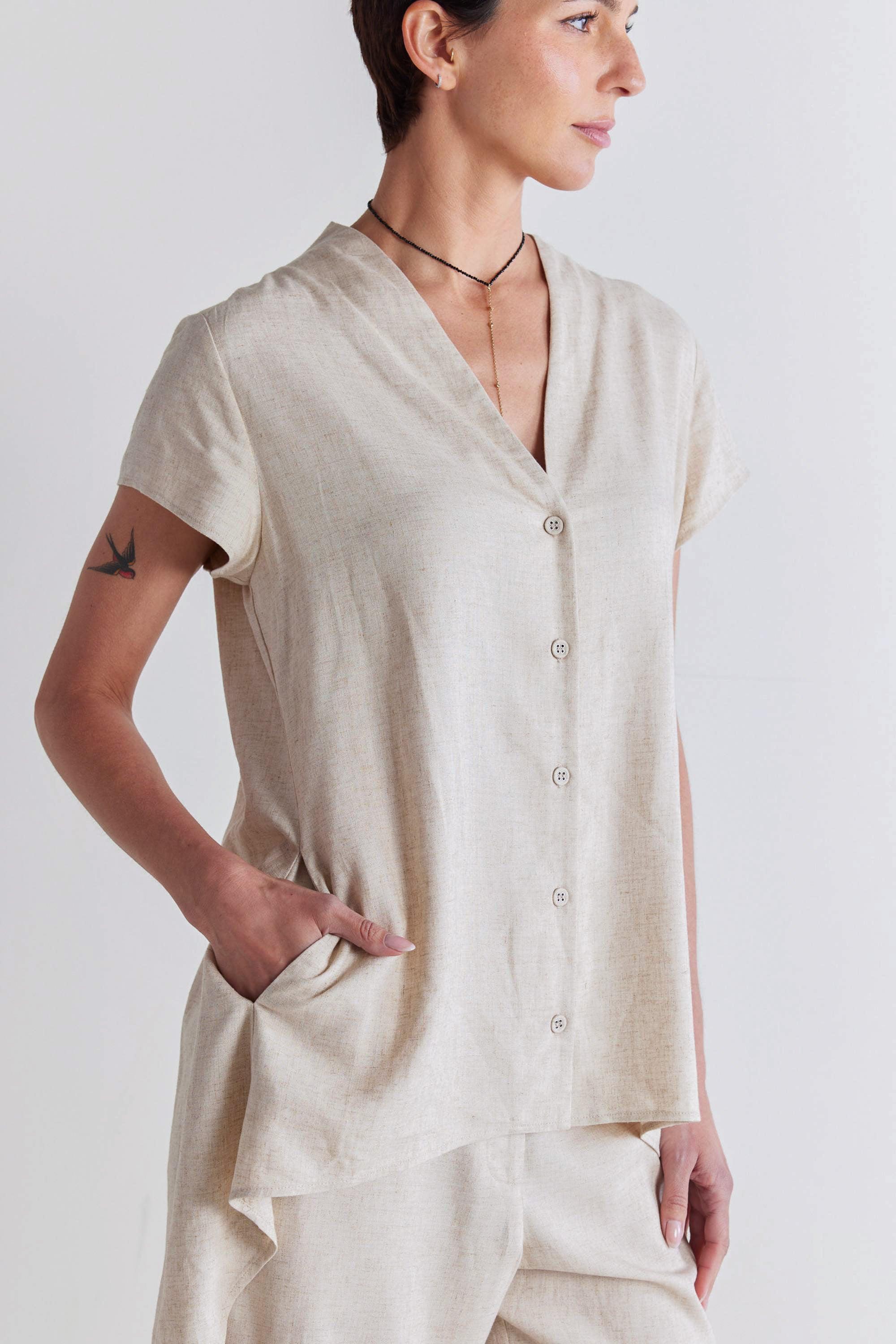 Daylight Linen High Low Blouse Product Image