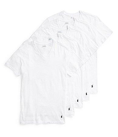 Polo Ralph Lauren Mens Undershirt, Slim Fit Classic Cotton V-Neck 5 Pack Product Image