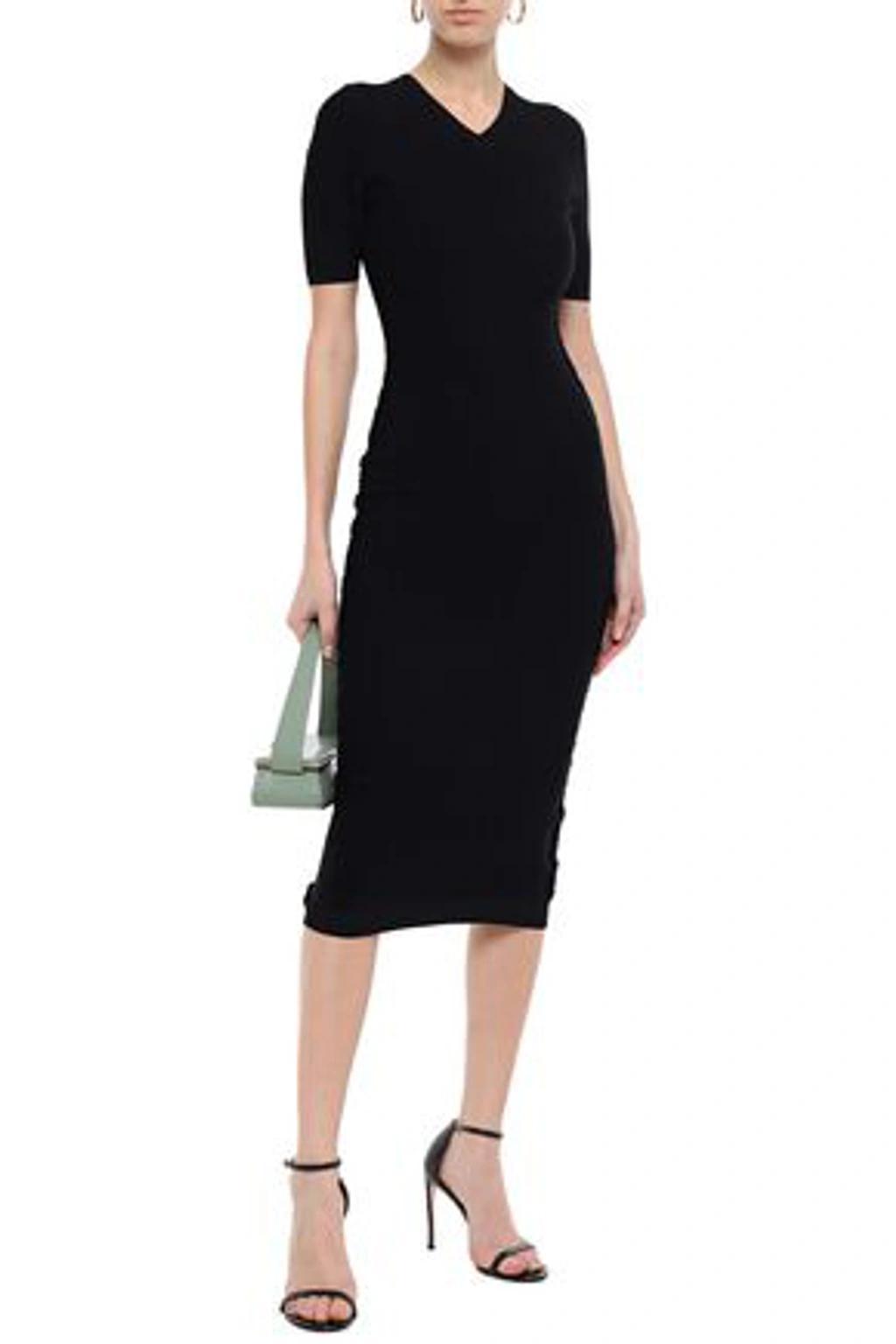 Distressed Knitted Midi Dress In Black Product Image