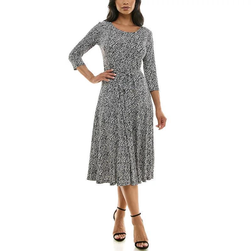 Womens Nina Leonard Sylvia Midi Dress with Belt Product Image