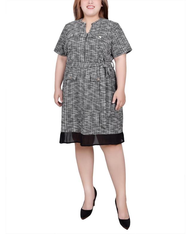 Ny Collection Plus Size Short Sleeve Zip Front Dress Product Image