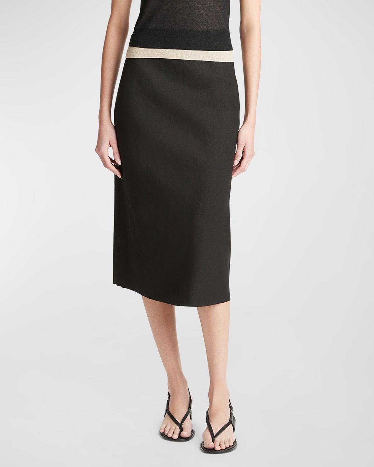 Linen-Blend Midi Slip Skirt product image