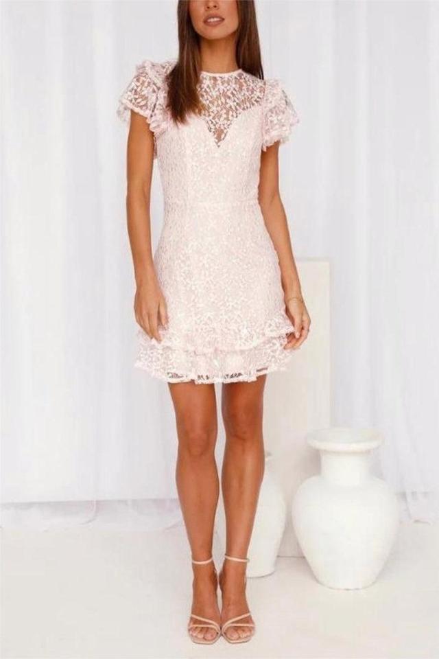 Pink Lace Dress Female Product Image