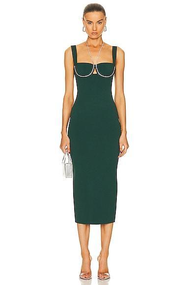 GALVAN Celeste Dress Dark Green. (also in L, M, XS). Product Image