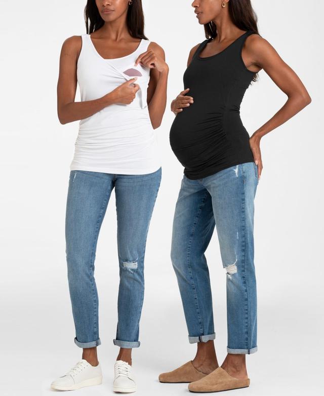 Seraphine Womens Maternity Nursing Tank Tops, Twin Pack - Black Product Image