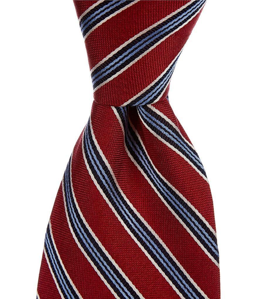 Roundtree & Yorke Big & Tall Stripe 3 3/8#double; Woven Silk Tie Product Image