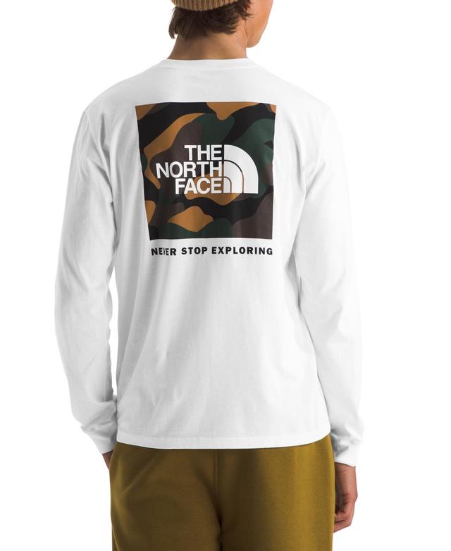 The North Face Mens Box Nse Standard-Fit Logo Graphic Long-Sleeve T-Shirt - Tnf White Product Image