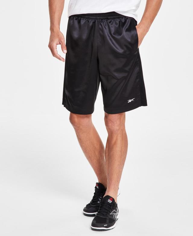 Reebok Mens Regular-Fit Mesh-Panel Satin Basketball Shorts Product Image