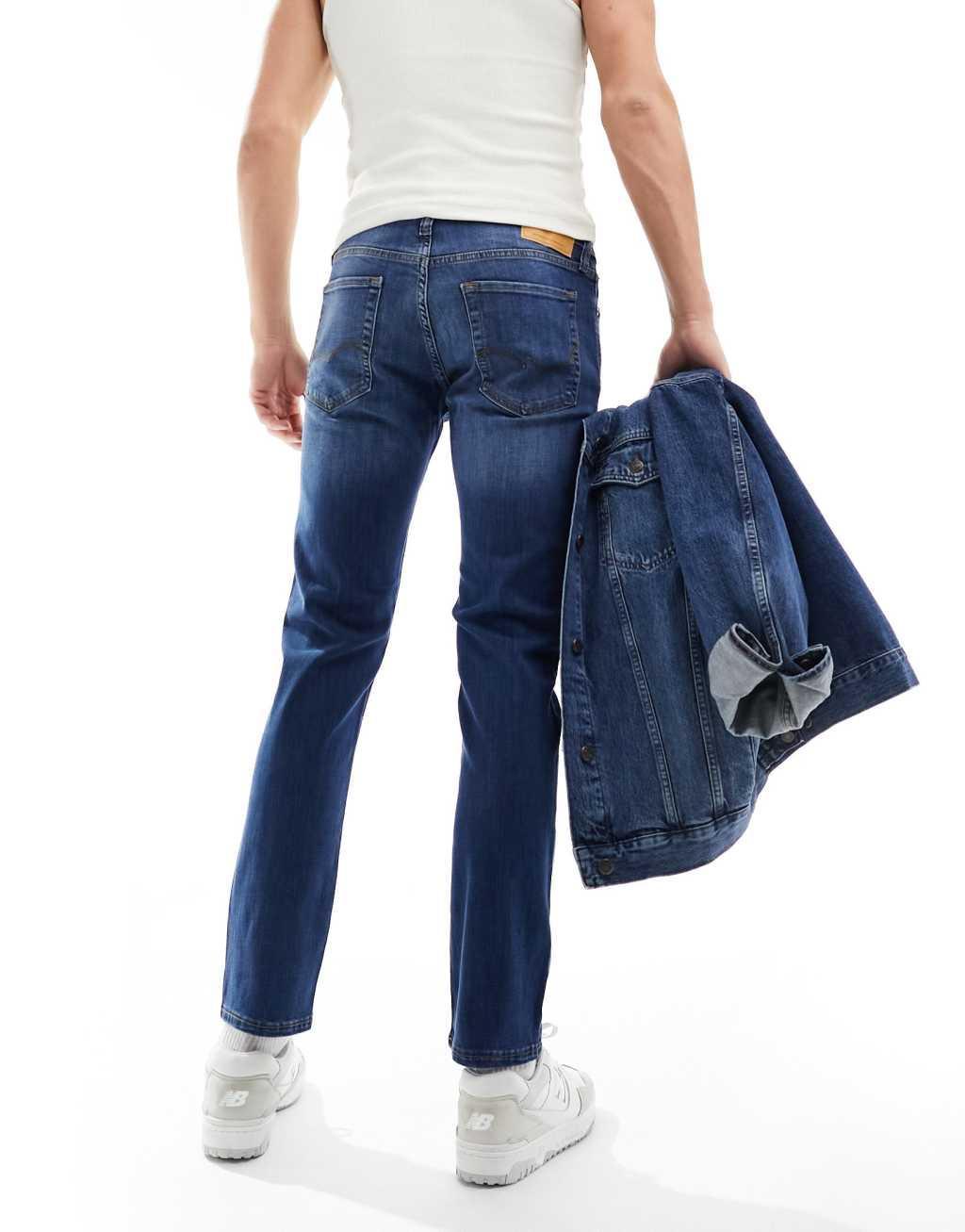 Jack & Jones Glenn slim jeans in mid blue wash  Product Image