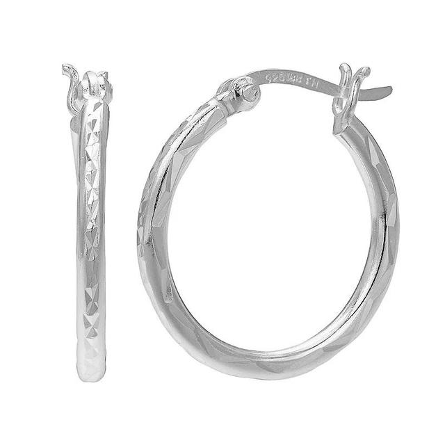 PRIMROSE Sterling Silver Textured Hoop Earrings, Womens, Grey Product Image