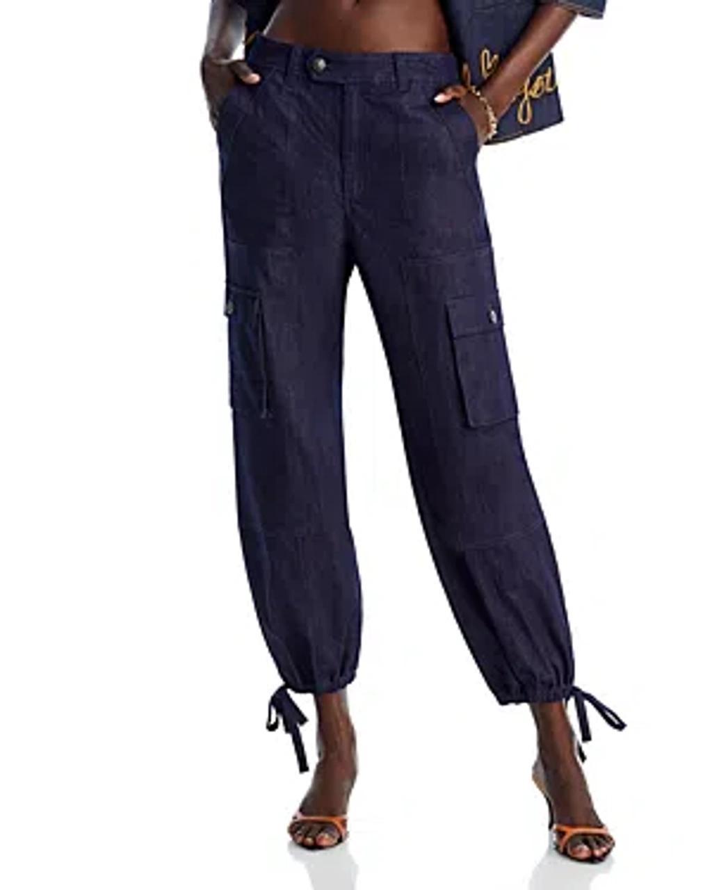 Cinq A Sept Zola Tie Hem Cargo Pants In Raw Indigo Product Image