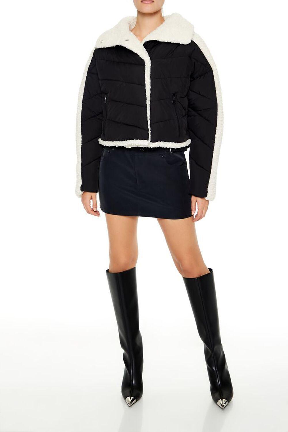 Faux Shearling-Trim Puffer Jacket | Forever 21 Product Image