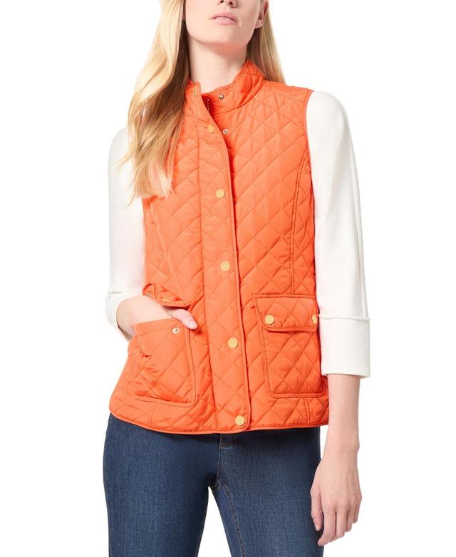 Jones New York Womens Quilted Patch Pocket Vest W/Snaps Zipp Jacket Product Image