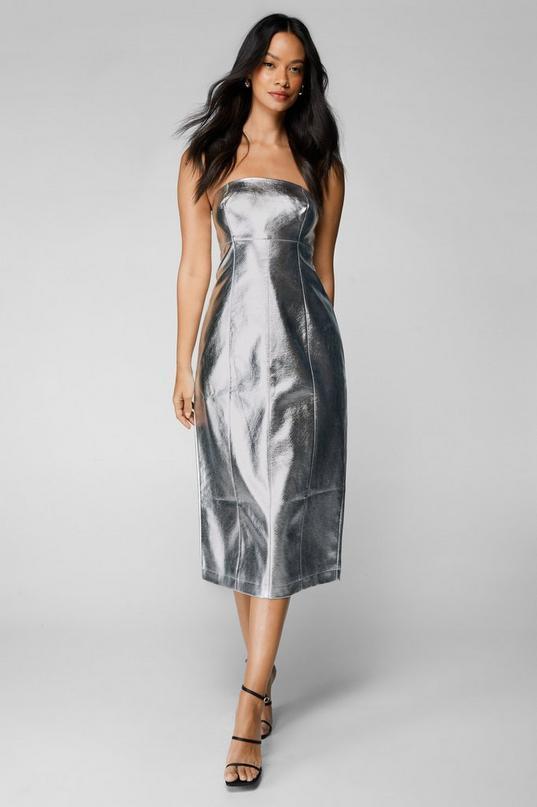 Metallic Strapless Relaxed Midi Dress product image