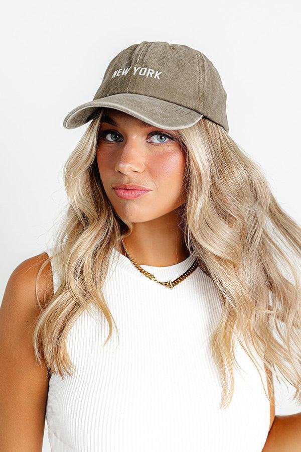 New York Embroidered Baseball Cap in Sage Product Image