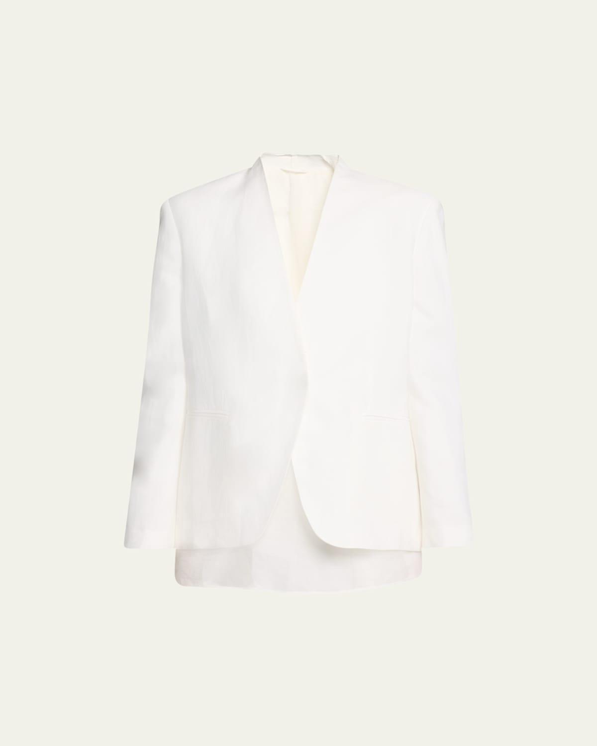 Linen-Blend Blazer Jacket with Crispy Organza Underlay Product Image