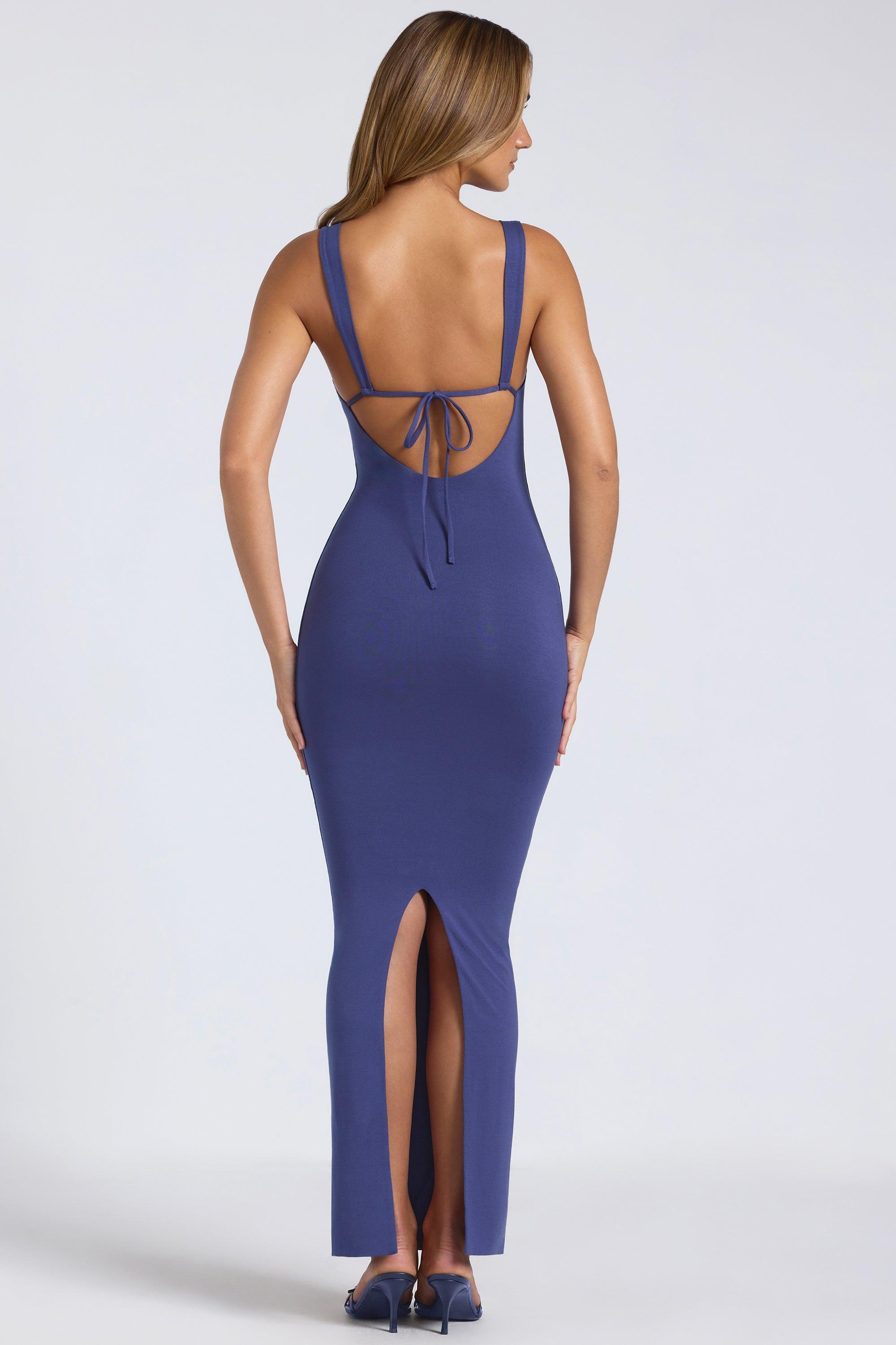 Modal Square Neck Low Back Maxi Dress in Navy Product Image