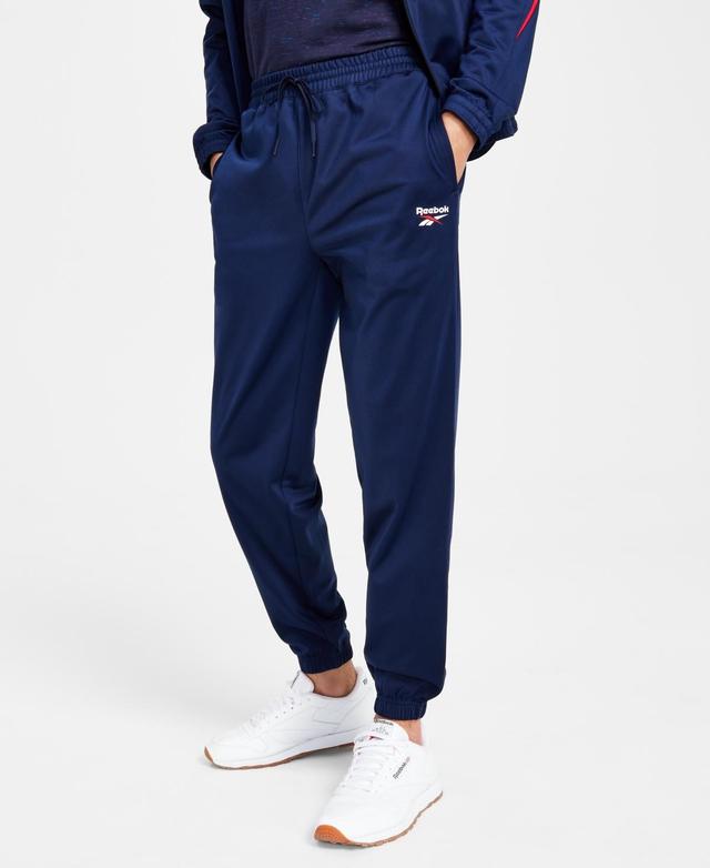 Reebok Mens Regular-Fit Identity Vector Drawstring Track Pants - Navy/ Red Product Image