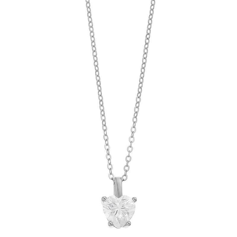 Stella Valentino Sterling Silver 1 Carat T.W. Lab-Created Moissanite Heart Pendant Necklace, Womens Product Image