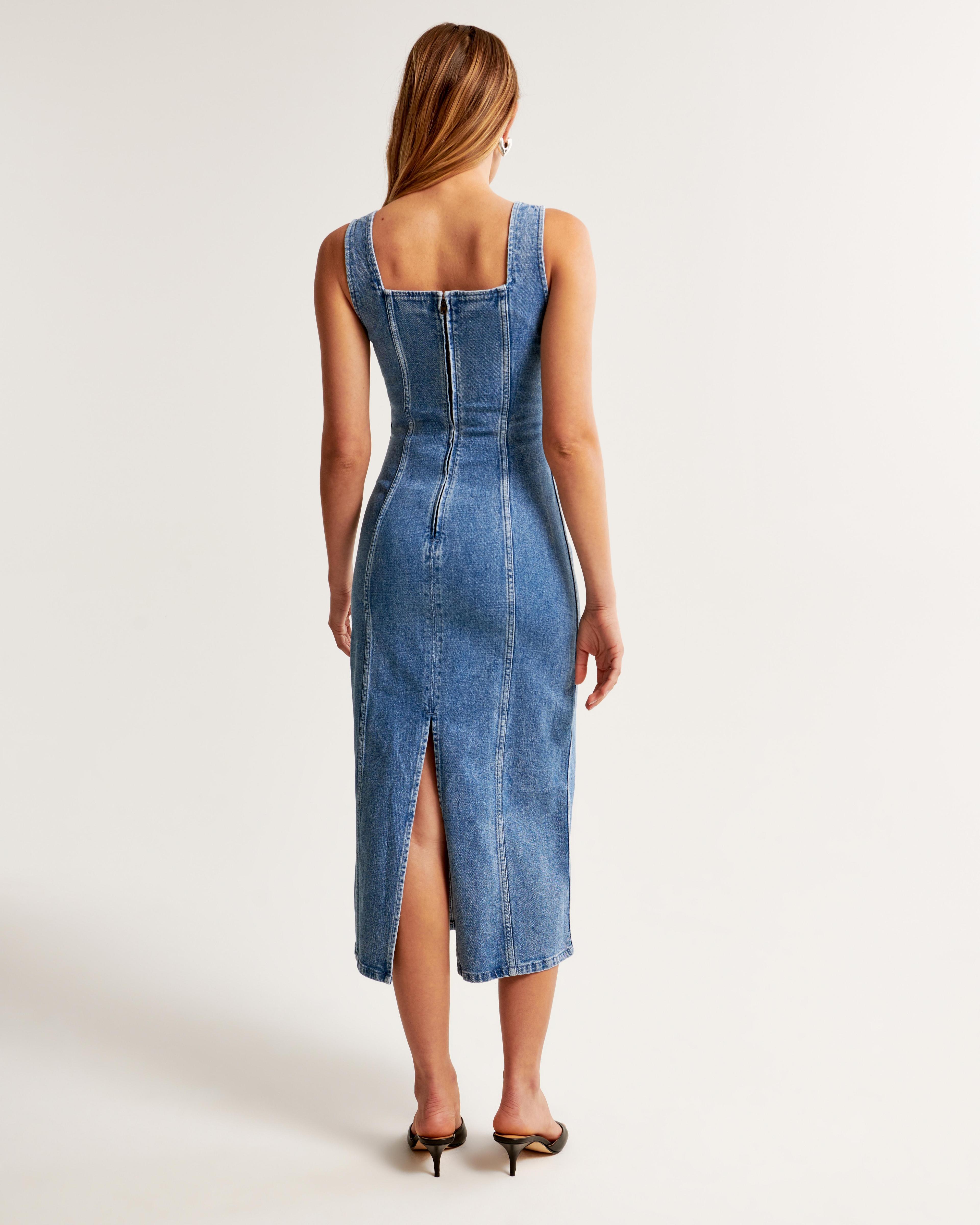 Denim Column Midi Dress Product Image