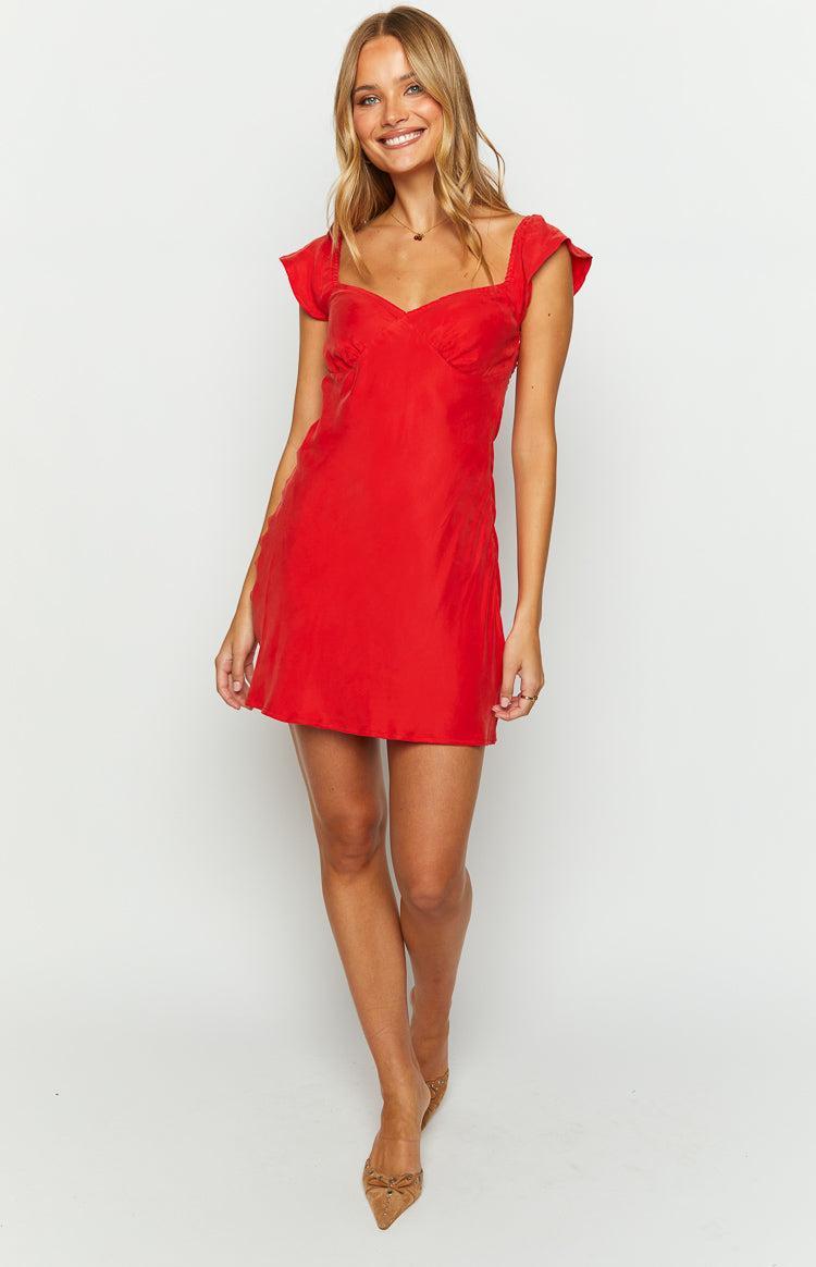 Waves Red Mini Dress Product Image