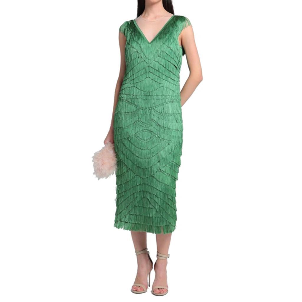 DOLCE & GABBANA Fringed Midi Dress In Green Product Image