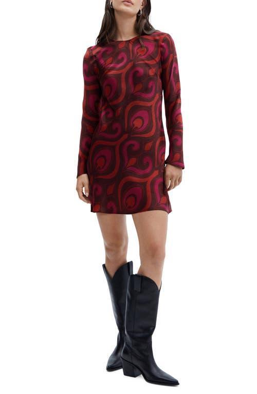 MANGO Abstract Print Cutout Long Sleeve Minidress Product Image