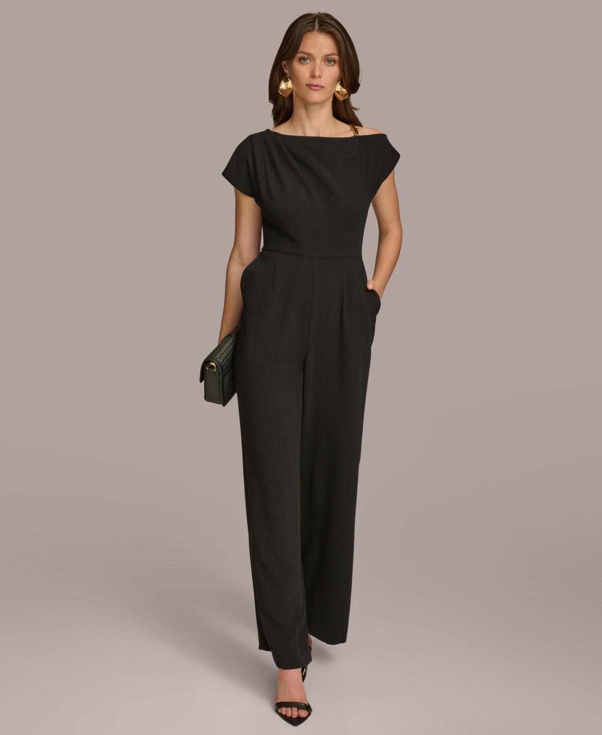 Donn Karan Women's Hardware-Trim Asymmetric-Neck Jumpsuit Product Image