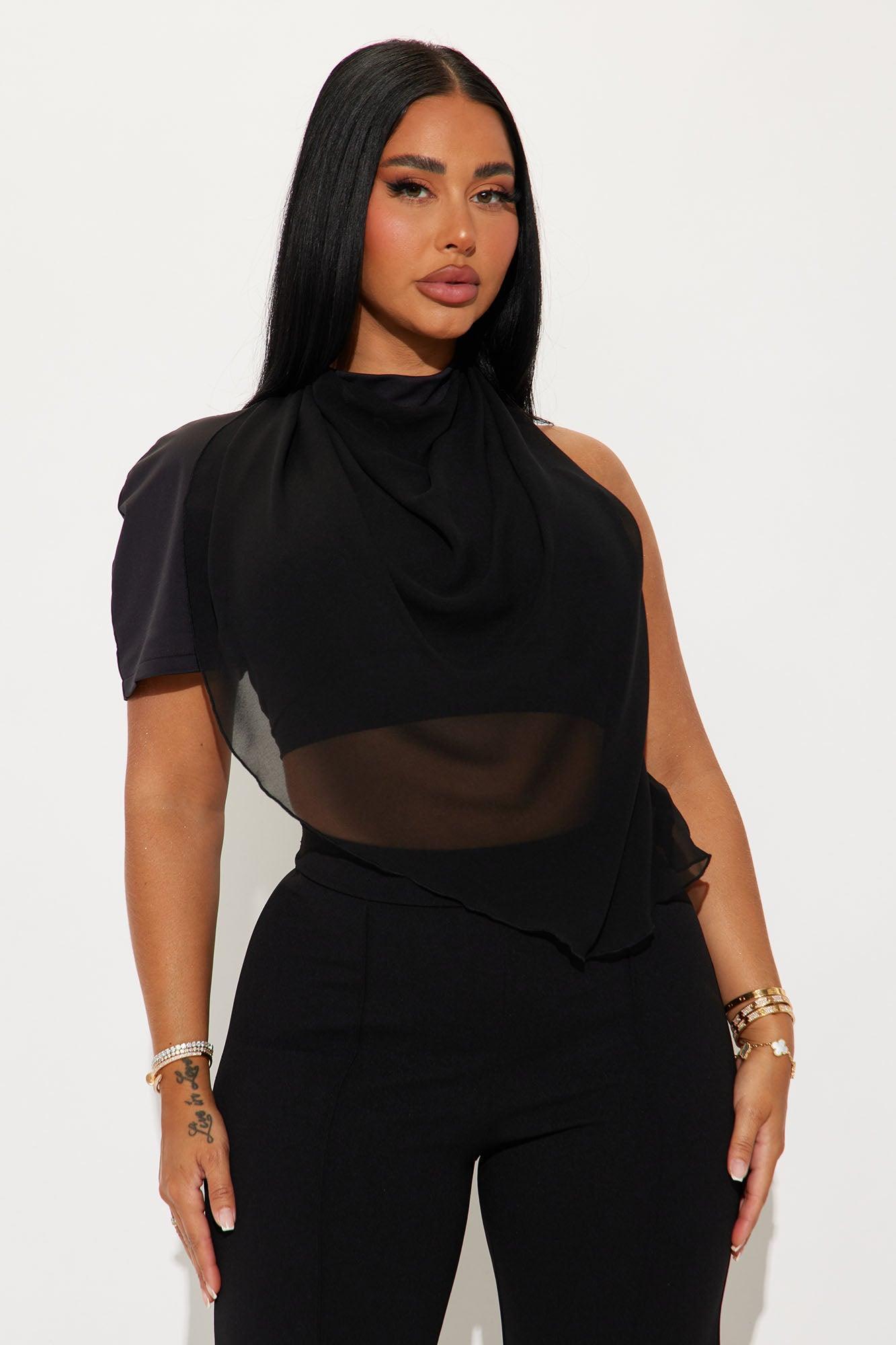 Imani One Shoulder Top - Black Product Image