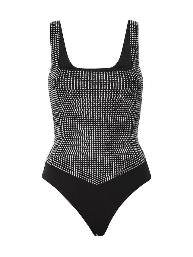 Womens Studded Crystal & Cotton-Blend Bodysuit Product Image