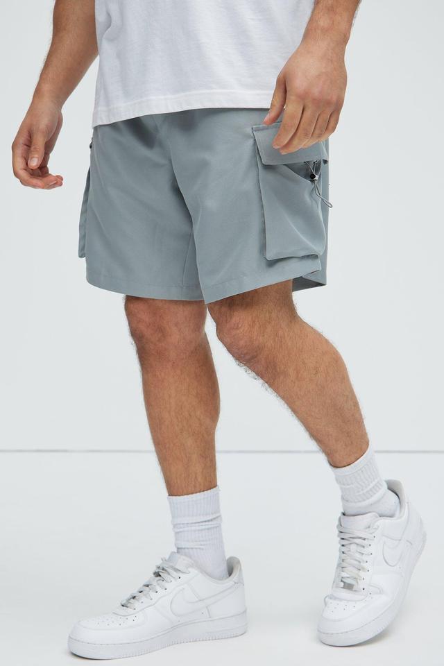 Keep It Coming Cargo Nylon Shorts - Grey Product Image