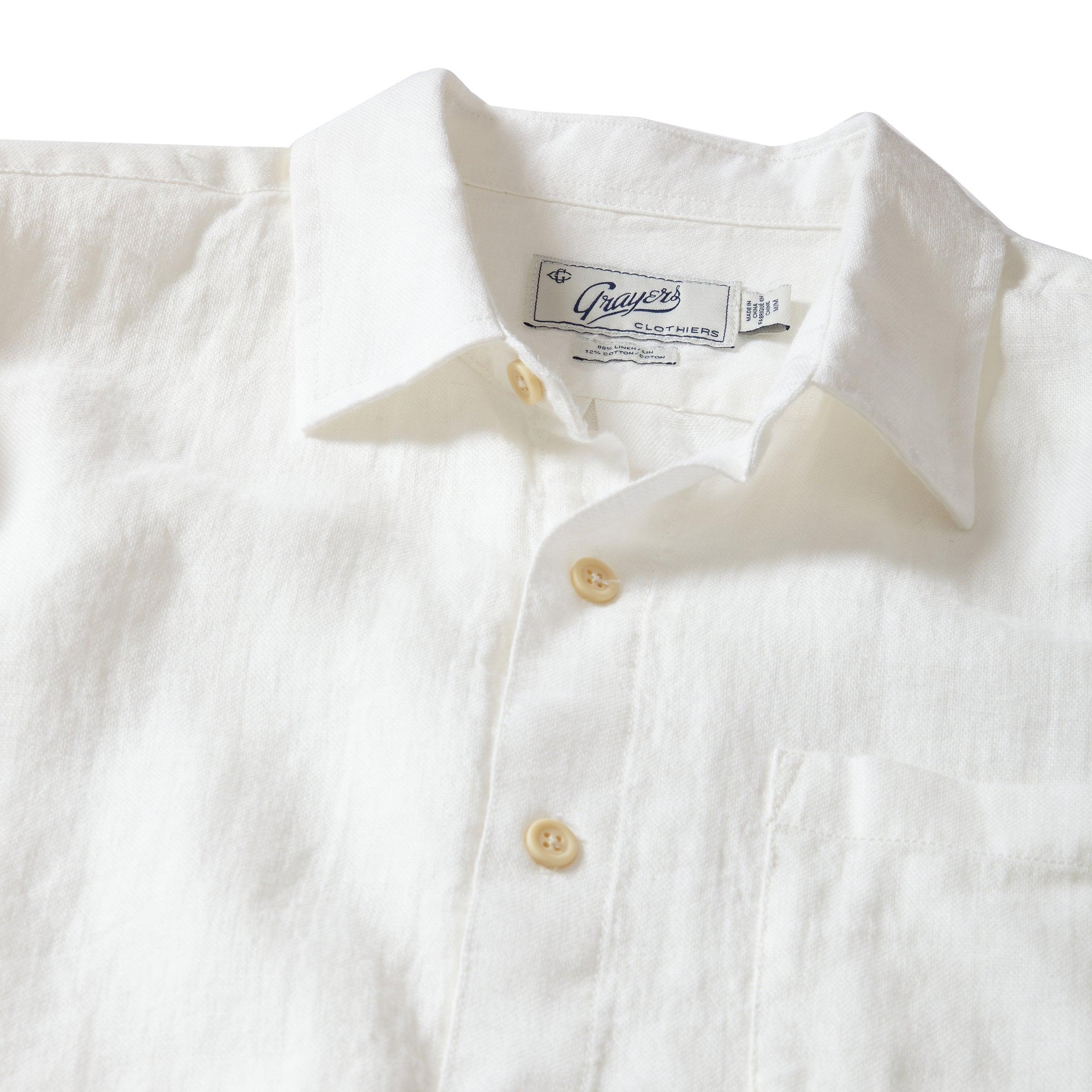 Amalfi Textured Linen Cotton Shirt - White Product Image