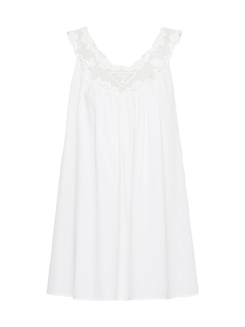 Womens Embroidered Poplin and Lace Dress product image