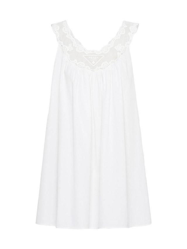 Womens Embroidered Poplin and Lace Dress Product Image