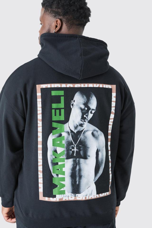 Mens Black Plus Tupac License Hoodie, Black Product Image