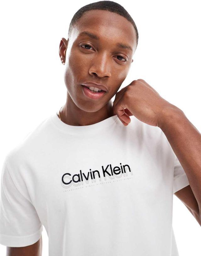 Calvin Klein double logo T-shirt in white Product Image